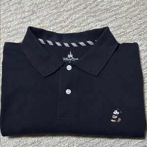 Disney Parks MENS Black Polo Shirt with Mickey Mouse Embroidery